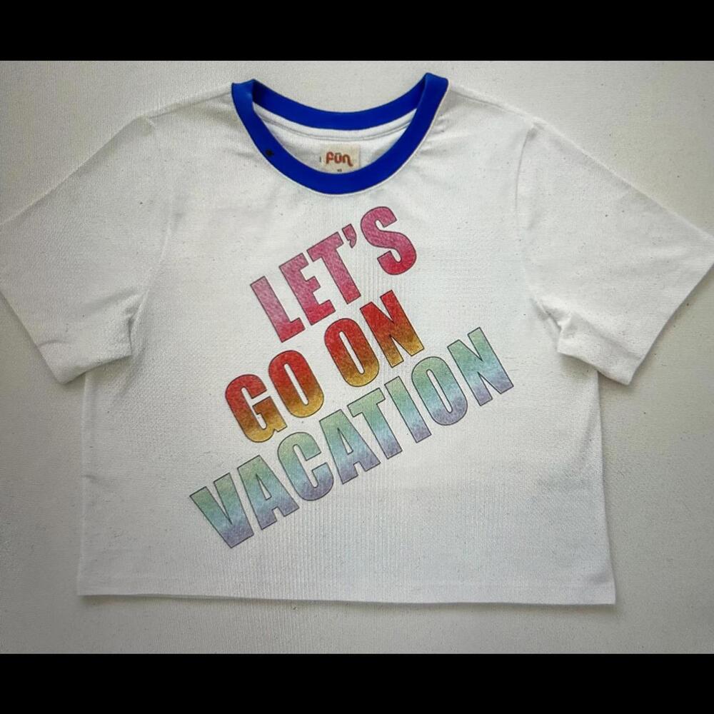 Warm Fun Graphic Crop Top - Let's Go On Vacation
